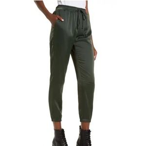 Socialite stretch satin army green pants